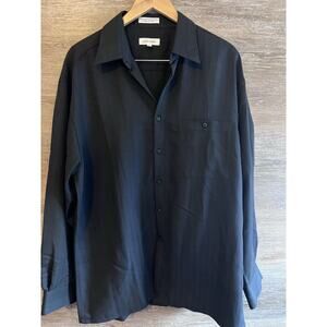 Pierre Cardin Dress Shirt Mens Size L Black Button Up Long Sleeve 16 1/2 Collar
